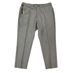 J. Hilburn Pants Mens 37 Grey Flat Front Wool Dress Vitale Barberis Canonico New
